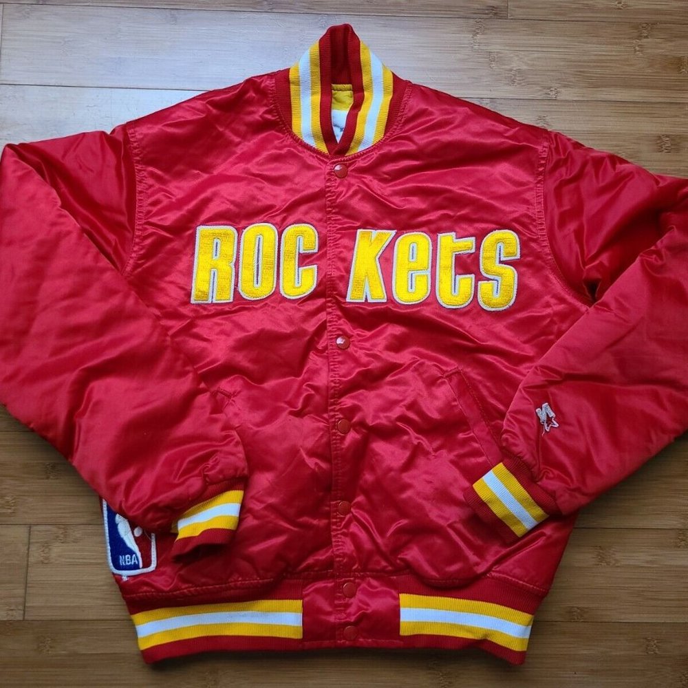 Vintage Mens Starter Houston Rockets Satin Jacket Size Medium- Red